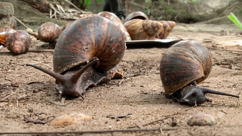 Giant African Land Snail infestation in a Florida backyard garden